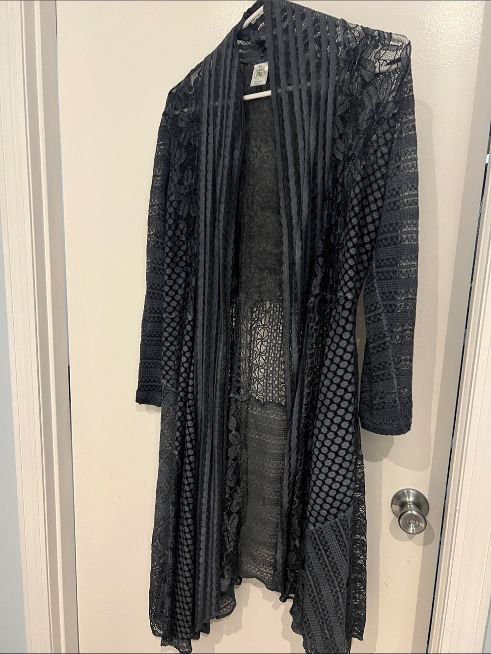 Blue Lace Open Front Duster Cardigan NWOT MEDIUM